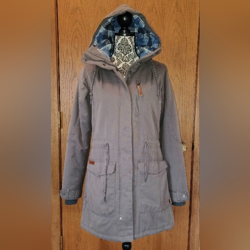 COLUMBIA Women's Canyon Cross Flannel Lined Insulated Jacket SZ Small Gray EUC!